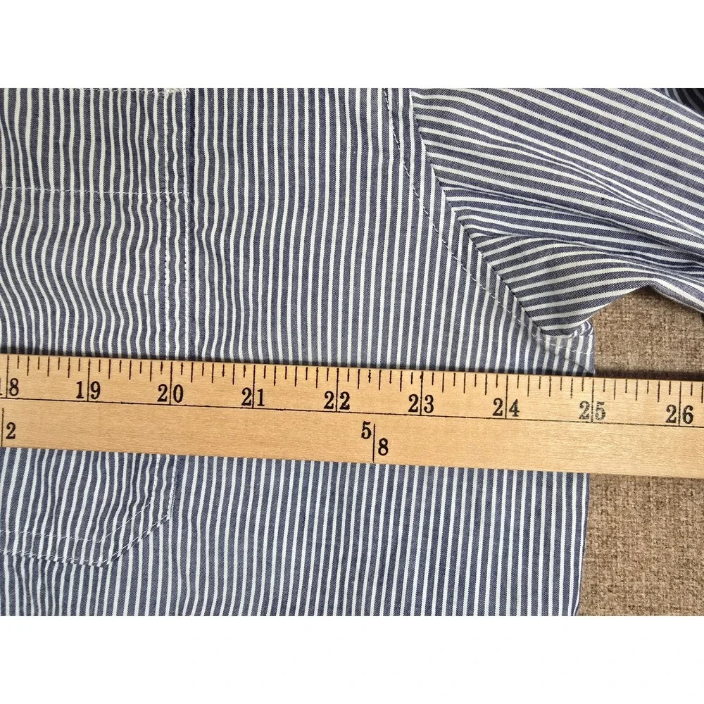 Banana Republic Lazuli Blue Pinstripe Oversized Cotton Button Down Shirt Mens L